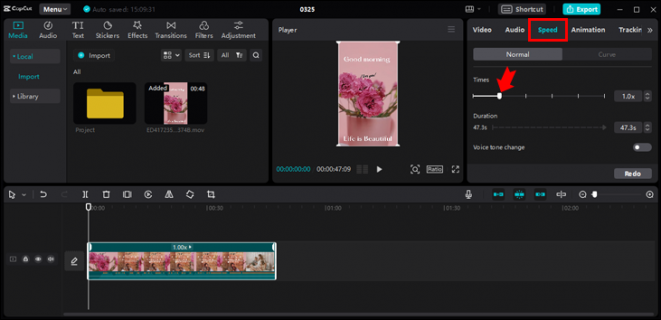 cách chỉnh tốc độ video trên capcut máy tính - reference image