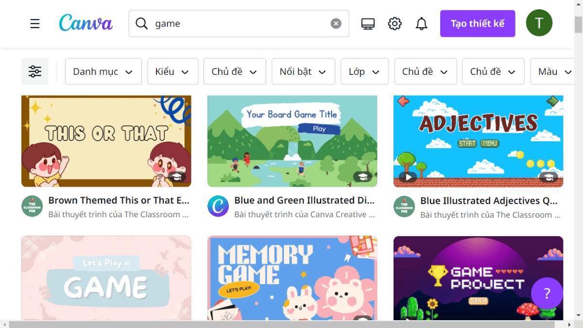 cách tạo trò chơi trên canva - reference image