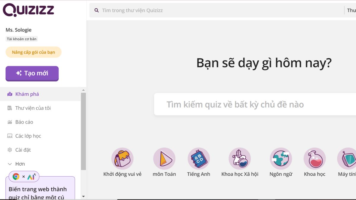 cách tạo câu hỏi trên quizizz - reference image