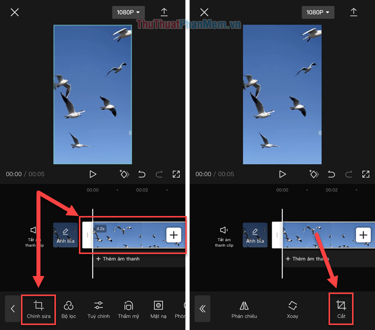 cách lật ngược video trên capcut - reference image