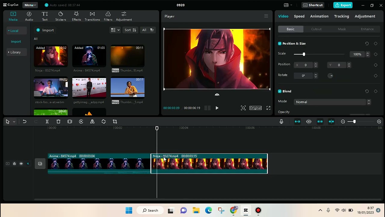 ghép 2 video thành 1 trên capcut - reference image