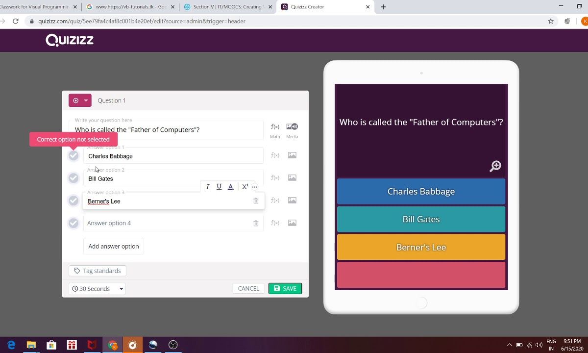 cách tạo câu hỏi trên quizizz - reference image
