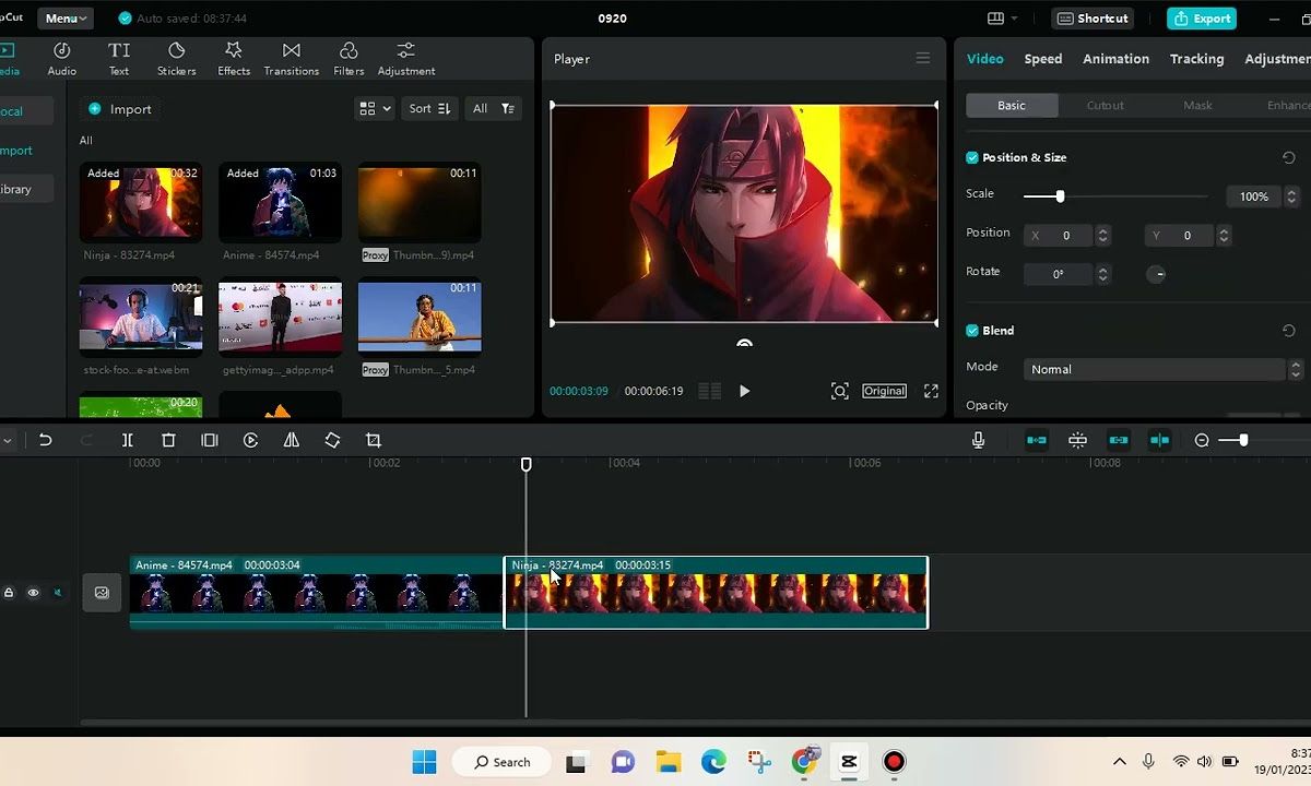 ghép 2 video thành 1 trên capcut - reference image